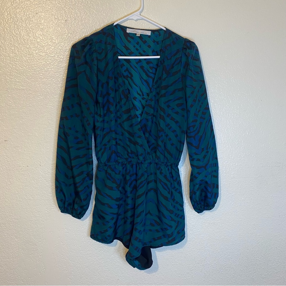 Lovers + Friends Monday to Friday Zebra Print Romper in Evergreen Animal Size S - Picture 3 of 7